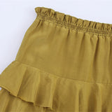 Bonnyshow  Ruffled Midi Skirt Womens Vintage Flounce Skirt Woman New Fashion Elegant Solid Long Skirts autumn Evening Party Skirts