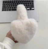 Bonnyshow Women Bow Knot EarMuffs Kawaii Heart Fluffy Ear Muffs Cold Protection Women Ear Cover Thickened Plush Japanese JK Girls Earplugs