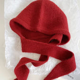 Bonnyshow Korea Cute Women's Knitted Hood Scarf Little Red Hat Warm Ear Protection Cold Windproof Cap Winter Fashion Woolen Pullover Hat