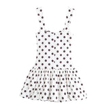 Bonnyshow  Elegant Women Polka Dot Short Dress Sleeveless Sweetheart Neck Pleated Hem A-line Dresses Summer Lady Chic Party Vestidos