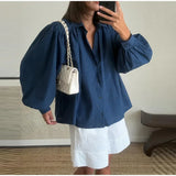 Bonnyshow  Casual Shirts Shorts Sets Women Loose Vacation Turn-Down Collar Long Sleeve Shirt High Waist Short Pant 2025 Summer Lady Suit