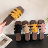 Bonnyshow  Summer New Women Slippers Flat Bottom Non-slip Outdoor Open Toe Beach Female Sandals Sexy Fashion Design Slides Woman Shoes