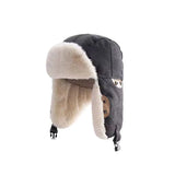 Bonnyshow Fluffy Fur Bomber Hat for Women Men Winter Thick Warm Plush Ushanka Cap Outdoor Windproof Ski Cycling Caps with Earmuff