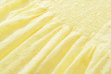 Bonnyshow  Hollow Out Embroidery Yellow Tank Dress Women V Neck Sleeveless A-line Mini Summer Dresses Holiday Party Robe
