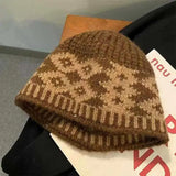 Bonnyshow Winter Women Knitted Hat Korean Warm Beanies Cap Vintage Harajuku Woolen Crochet Hats Lady Girl Pullover Caps