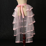 Bonnyshow Steampunk Tutu Skirt for Ladies Gothic Style Hot Stamping Rock Party Layered Ruffle Cake Party Bustle Bubble Underskirt