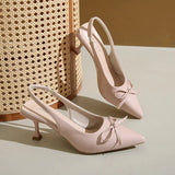Bonnyshow  Fashion Butterfly-Knot Footwear Women Medium Heels Pumps Shoes Pointed Toe Luxury Female Slingbacks Thin Heels Shoes for Ladies