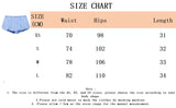 Bonnyshow  Blue Striped Casual Shorts Women Summer Flower Elastic Mid Waist Short Pants Streetwear Fashion Simple Mini Shorts 2025 New