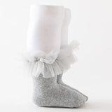 Bonnyshow Autumn Winter Baby Girls Socks Toddlers Children Knee High Socks Soft Cotton Puffy Mesh Lace Flower Kids Sock Tube Calcetines