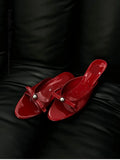 Bonnyshow  New Summer Thin Low Heels Slippers Women Fashion Butterfly-knot Open Toe Sandals Female Slides Shoes