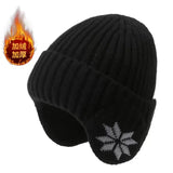 Bonnyshow Winter Knit Earflap Hat for Women Solid Color Pompom Ear Protection Baseball Cap Female Outdoor Cycling Earmuff Caps Gorras 겨울모자