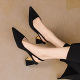 Bonnyshow  Black Sandals Women Summer New Fashion Women's Pointed Square Heel Sandals Pumps Women Shoes Office Dress Shoes Sexy High Shoes