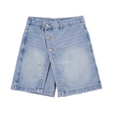 Bonnyshow  Fashion Fake 2 Piece Irregular Denim Shorts Women;s High Waist A-line Shorts Skirts Summer New 7A138