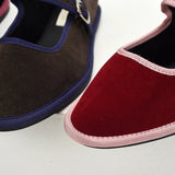Bonnyshow  Flats Mary Jane Shoes Women 2025 Trend Velvet Casual Streetwear Ladies Shoes Canvas Buckle Strap Pointed Toe Loafers Elegant