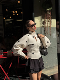 Bonnyshow  Loose Polka Dot Zipper Women's Jackets Slim Stand Collar Full Sleeve Pockets Jacket Female 2025 Autumn Fashion Lady Streetwears