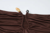 Bonnyshow  Summer Sexy U-Neck Strapless Pleated Hip Hugging Dress