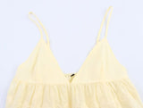 Bonnyshow  Sexy Adjustable Spaghetti Straps V Neck Embroidery Camis Women Yellow Holiday Summer Tops 2025 Streetwear Crop Top