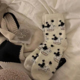 Bonnyshow Colorful Striped Socks Women Autumn Winter Mink Fleece Floor Sock Soft Thicken Plush Indoor Socks Female Fluffy Sox