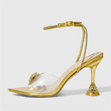 Bonnyshow  Sexy PVC Transparent Butterfly-knot Women Sandals Design Style Crystal Buckle Strap High Heels Banquet Prom Shoes