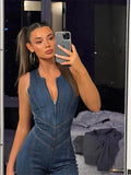 Bonnyshow PU Leather Backless Jumpsuit Women Casual Wide Leg Jumpsuit Overalls For Women Skinny Streetwear Hot Faux Jumpsuit