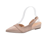 Bonnyshow  Low Heel Baotou Sandals Women's French Nude Color Pointed Small Fragrant Style Ladies Thick Heels Back Air Style Single Shoes