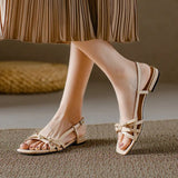 Bonnyshow  Summer Gladiator Women Sandals Casual Open Toe Red Patent Leather Shoes Ladies Elegant Flats Sandalias