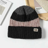 Bonnyshow Korean Striped Beanie Cap for Women Winter Warm  Wool Knitted Hat Outdoor Windproof Female Ear Protection Caps Bonnet