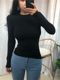 Bonnyshow Thin Summer Top Sexy T Shirt Women Elasticity T-Shirt Korean Style Woman Clothes Slim Tshirt Female Casual Long Sleeve Tops