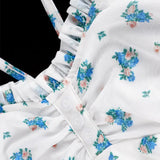 Bonnyshow  Women's Camisole New Summer Streetwear Fashion Blue Print Button Lace-up Vest Sexy Lace Backless Female Versatile Tank Clothing