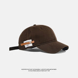 Bonnyshow Retro Baseball Cap for Women Men Hip Hop Letter Leather Label Snapback Hat Summer Solid Color Cotton Casual Couple Peaked Hats
