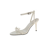 Bonnyshow  Summer New Low-heeled Pointed Toe Thin Strap Buckle Slippers Fashionable Temperament Commuting High-heeled Sandals