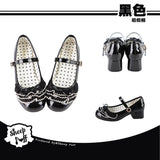 Bonnyshow  Lolita Style Lace Bow Mid-heel Leather Shoes Sweet and Cute Fashion Spring Autumn Elegant Mary Jane Low Heel Pumps Femme