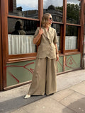 Bonnyshow  Chic One Button Women's Blazer Coat Elegant Laple Short Sleeve Shoulder Pad Pockets Jacket Female Summer Lady Commute Outwears