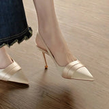 Bonnyshow  Women's Summer Brand Women's Slingback Sandals High Heels Pointed Toe Slip on Fashion Women's Formal Elegant High Heels