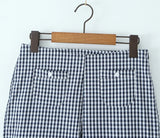 Bonnyshow  plaid shirt women sleeveless V-neck buttons down chic shirt cotton spring summer tops