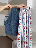 Bonnyshow  Retro Vacation Style Floral Casual Pants Women Summer Thin Ice Silk Cool Sunscreen High Waist Loose Drop Wide Leg Long Pants