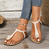 Bonnyshow  The New Summer Sandals Women Fashion Casual Beach Outdoor Flip Flop Sandals Metal Decoration Ladies Flat Shoes Plus Size