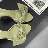 Bonnyshow  New Fashion Open Toe Narrow Band Butterfly-kont Thin Heels Women Slippers Summer Party Dress Slides Shoes