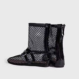 Bonnyshow  Women's New Mesh Roman Boots Sexy Short Boots Women's 2024 New Black Single Shoes Sandals Sandalen