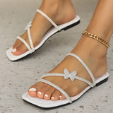Bonnyshow  Summer Women's Sandals with Bow Pearl Flat Heels Elegant beach slipper Party Ladies Shoes Sandalias Mujer Fashion Casual