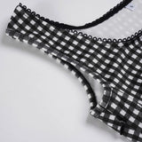 Bonnyshow  Fashion Slim Fit Square Neck Camisole Dresses Summer Plaid A-Line Sweet Cute Basic Causal Blouses
