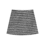 Bonnyshow Spring New O-neck Diamond Sequins Casual Cashmere Long-sleeved Sweater Women + High Waist Striped Knit Skirt Two-piece Suit