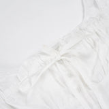 Bonnyshow  Embroidery Solid French Elegant Dress Sexy Hook Bodycon Vintage Sleeveless Clothings Elastic Chic Vacation Outfits