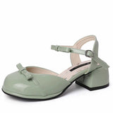 Bonnyshow  Summer Cover Toe Thick Heel Women Sandals Fashion Butterfly-knot Dress Shoes Women's Dancing Party Prom Sandalias