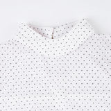 Bonnyshow  Shirred Slim Waist Top Summer Sexy Translucent Turtleneck Mesh T-shirt Polka Dot Printed Short Sleeve Tops Streetwear