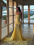 Bonnyshow  See Through Dress Women Patchwork Temperament Solid Pleated Strapless Sleeveless Backless Slim Banquet Party Vestidos