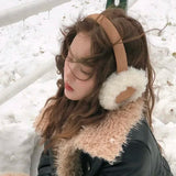 Bonnyshow Korea Women's Wool Warm Earmuffs Solid Plush Outdoor Skiing Cycling Windproof Cold Ear Muffs Women Anti-freezing Earmuffs Winter