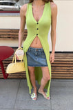 Bonnyshow  Summer Fashion Cardigan Robes Solid V-Neck Single Breasted Sleeveless Dresses Casual Loose Commuter Street Dress Women