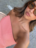 Bonnyshow  Women Fashion Strapless Tank Top Female Casual Sexy Slim Fitting Vest Irregular Hem Solid Short Top Summer Camis 2025 New