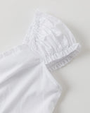 Bonnyshow  Sweet White Folds Blouse Top Women New Casual Single Breasted Ruffle Sleeveless Tank Tops Vest Preppy Style Basic Camisole Y2K